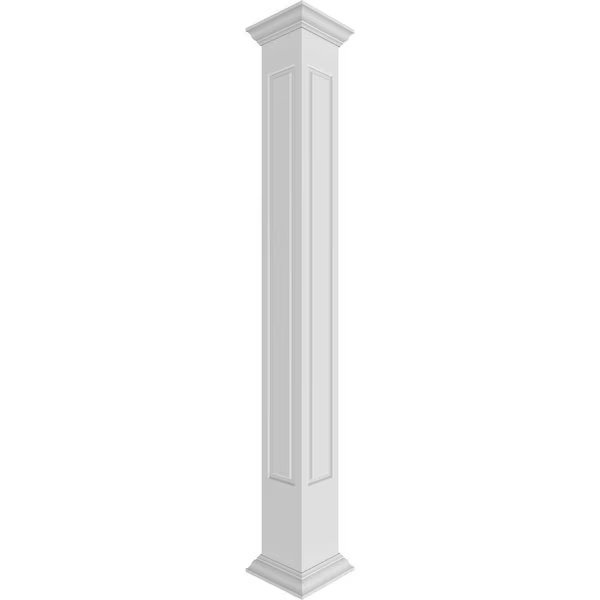 Craftsman Classic Square Non-Tapered, Raised Panel PVC Column, Crown Capital & Crown Base, Ekena Millwork, Mfr#: CC0808ENRCRCR